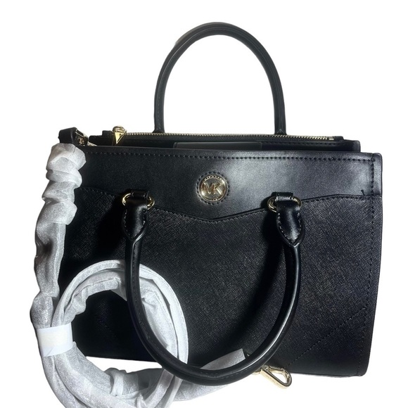 MICHAEL KORS Everly Black Medium Saffiano Leather Satchel. NWT - Picture 6 of 16